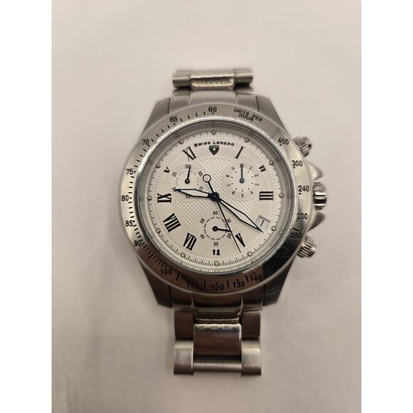 Swiss Legend Stainless Steel Chrinograpgh Men's Watch. 6.75" Band. - Picture 10 of 14